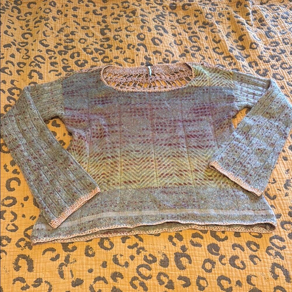 Free people morning bell crochet mohair sweater size S - Picture 6 of 10